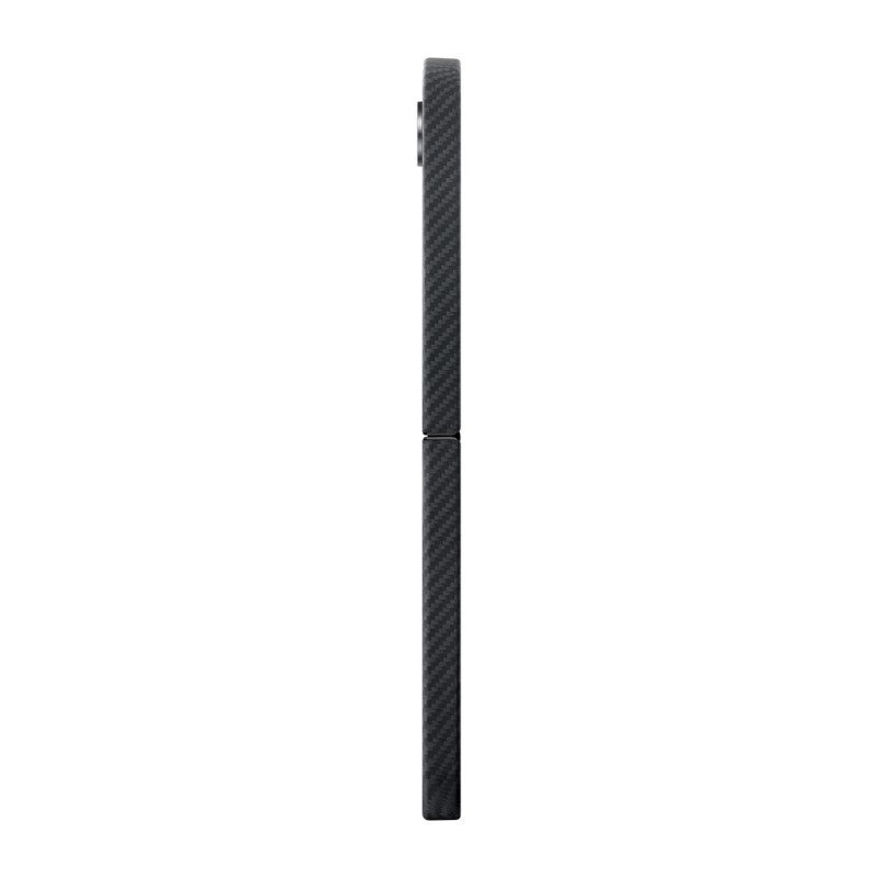 Galaxy Z Flip 6 Kılıf M-safe Şarj Özellikli 600D Aramid Karbon Fiber Pitaka Ultra-Slim Classic Serisi Black-Grey Twill Kapak - 4