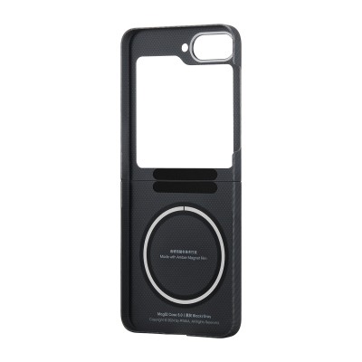 Galaxy Z Flip 6 Kılıf M-safe Şarj Özellikli 600D Aramid Karbon Fiber Pitaka Ultra-Slim Classic Serisi Black-Grey Twill Kapak - 6