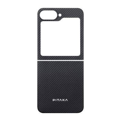 Galaxy Z Flip 6 Kılıf M-safe Şarj Özellikli 600D Aramid Karbon Fiber Pitaka Ultra-Slim Classic Serisi Black-Grey Twill Kapak - 13