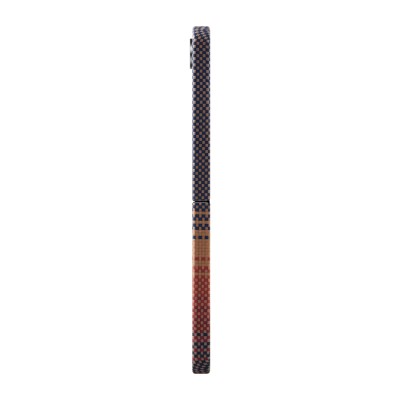 Galaxy Z Flip 6 Kılıf M-safe Şarj Özellikli Aramid Karbon Fiber Pitaka Tactile Woven Sunset-Moonrise Serisi Sunset Kapak - 4