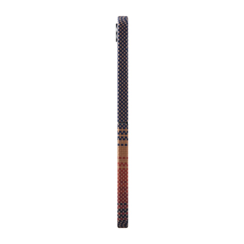 Galaxy Z Flip 6 Kılıf M-safe Şarj Özellikli Aramid Karbon Fiber Pitaka Tactile Woven Sunset-Moonrise Serisi Sunset Kapak - 4