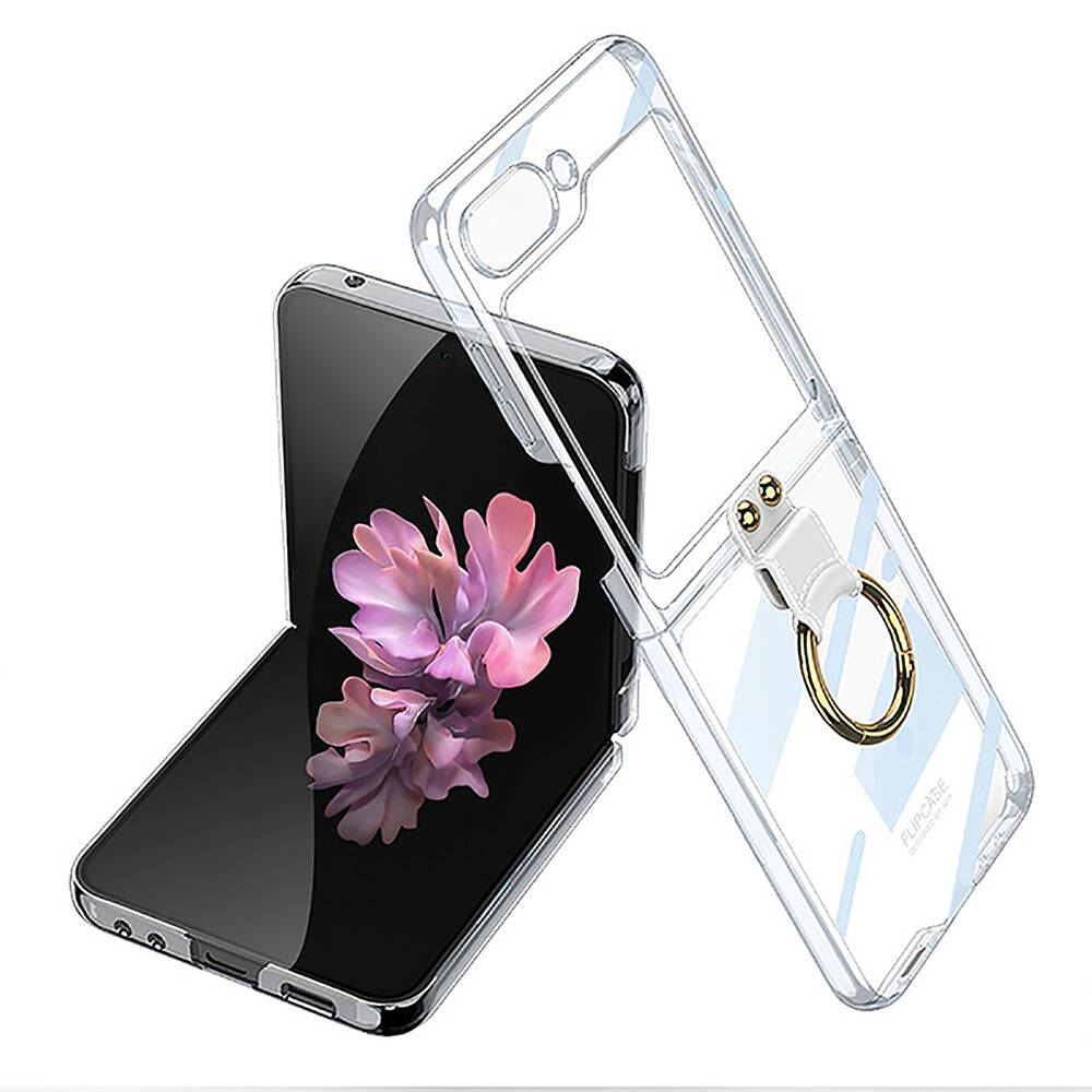 Galaxy Z Flip 6 Kılıf Zore Yüzüklü Kıpta Kapak - Şeffaf