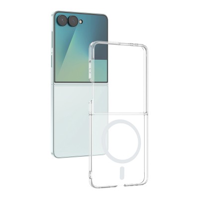 Galaxy Z Flip 7 Camera Protected, M-Safe Charging, Transparent Zore London Hard PC Case - 2