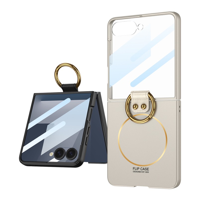 Galaxy Z Flip 7 Case M-safe Charging Feature Zore Kıpta Ring Flip Hard Cover - 10