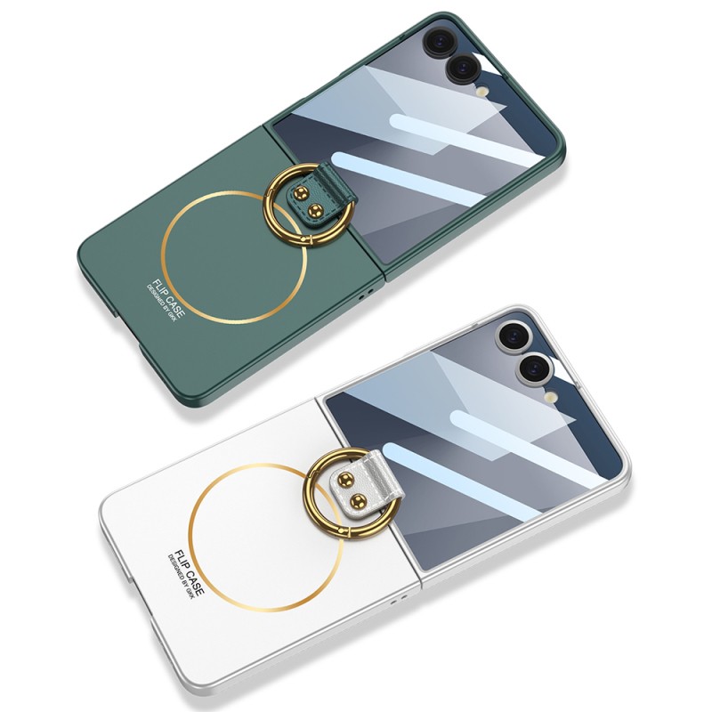 Galaxy Z Flip 7 Case M-safe Charging Feature Zore Kıpta Ring Flip Hard Cover - 15
