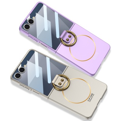 Galaxy Z Flip 7 Case M-safe Charging Feature Zore Kıpta Ring Flip Hard Cover - 16