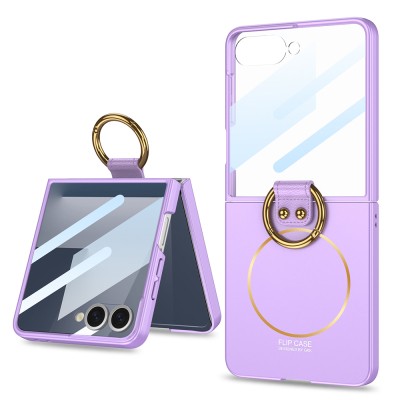 Galaxy Z Flip 7 Case M-safe Charging Feature Zore Kıpta Ring Flip Hard Cover - 4