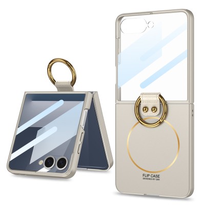 Galaxy Z Flip 7 Case M-safe Charging Feature Zore Kıpta Ring Flip Hard Cover - 8