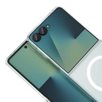 Galaxy Z Flip 7 Kamera Korumalı M-Safe Şarj Özellikli Şeffaf Zore London Sert PC Kapak - 4