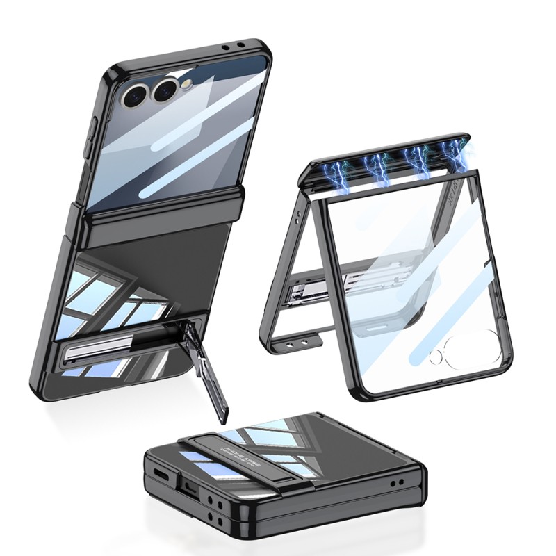 Galaxy Z Flip 7 Kılıf Kamera Korumalı Şeffaf Tasarımlı Zore Lego Standlı Kapak - 2
