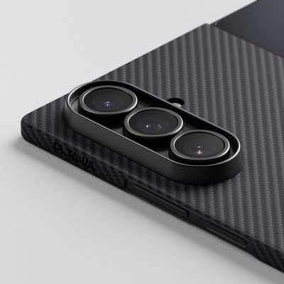 Galaxy Z Flip 7 Kılıf M-safe Şarj Özellikli 600D Aramid Karbon Fiber Pitaka Ultra-Slim Classic Serisi Black-Grey Twill Kapak - 6