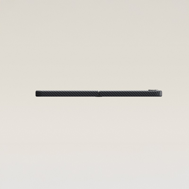 Galaxy Z Flip 7 Kılıf M-safe Şarj Özellikli 600D Aramid Karbon Fiber Pitaka Ultra-Slim Classic Serisi Black-Grey Twill Kapak - 10