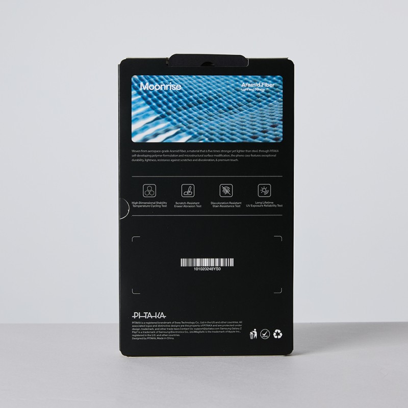 Galaxy Z Flip 7 Kılıf M-safe Şarj Özellikli Aramid Karbon Fiber Pitaka Tactile Woven Sunset-Moonrise Serisi Kapak - 14