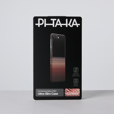 Galaxy Z Flip 7 Kılıf M-safe Şarj Özellikli Aramid Karbon Fiber Pitaka Tactile Woven Sunset-Moonrise Serisi Kapak - 15