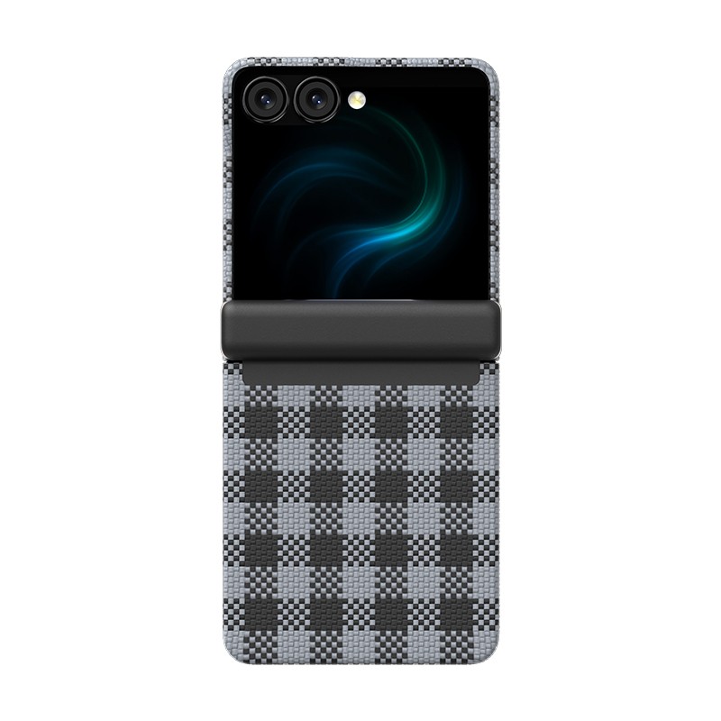Galaxy Z Flip 7 Kılıf M-safe Şarj Özellikli Ekose Tasarımlı Benks ArmorAir ArmorVichy Kevlar Karbon Kapak - 1
