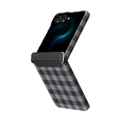 Galaxy Z Flip 7 Kılıf M-safe Şarj Özellikli Ekose Tasarımlı Benks ArmorAir ArmorVichy Kevlar Karbon Kapak - 4