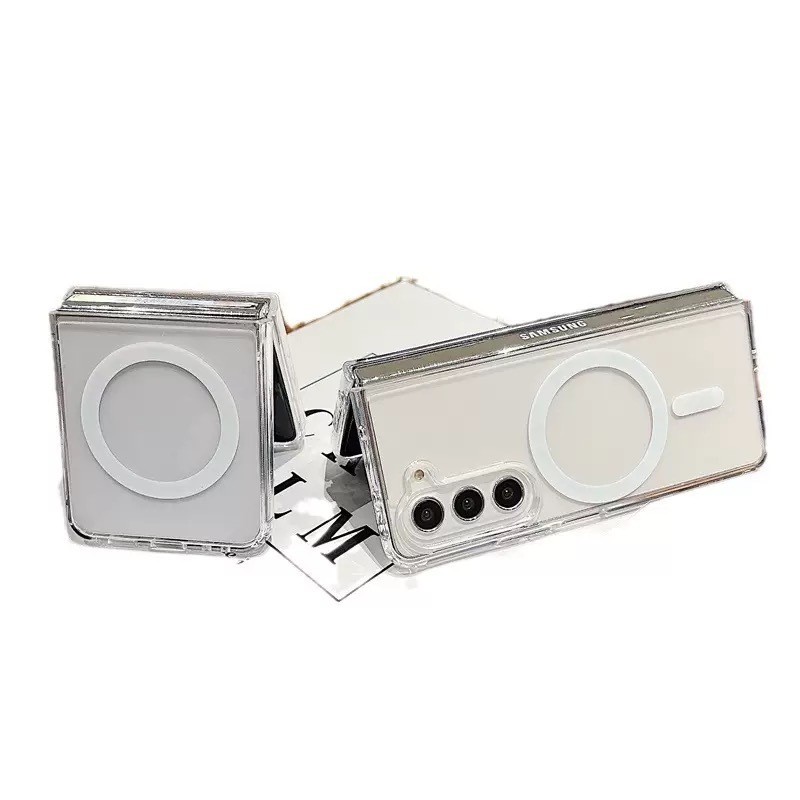 Galaxy Z Flip 7 Kılıf M-safe Şarj Özellikli Şeffaf Sert PC Zore Embos Kapak - 5