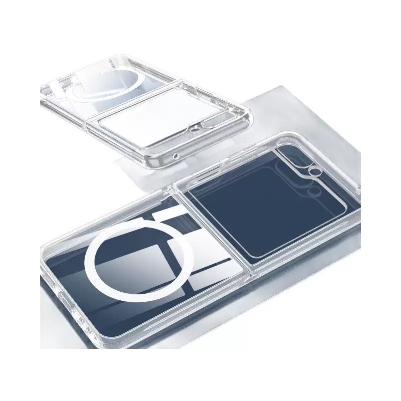 Galaxy Z Flip 7 Kılıf M-safe Şarj Özellikli Şeffaf Sert PC Zore Embos Kapak - 6