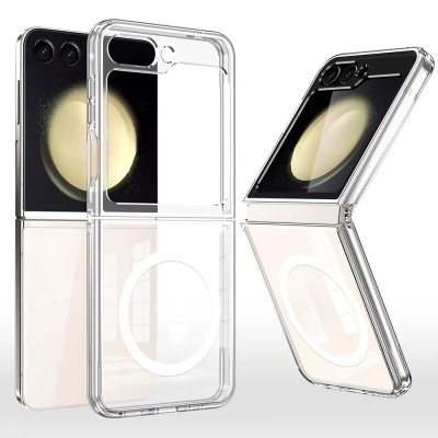 Galaxy Z Flip 7 Kılıf M-safe Şarj Özellikli Şeffaf Sert PC Zore Embos Kapak - 2