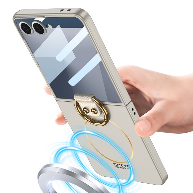 Galaxy Z Flip 7 Kılıf M-safe Şarj Özellikli Zore Kıpta Yüzüklü Flip Sert Kapak - 9