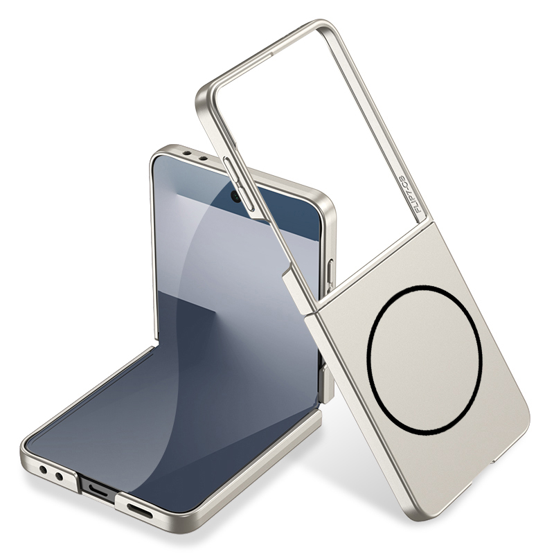 Galaxy Z Flip 7 Kılıf Wireless Şarj Özellikli Zore Kıpta M-safe Kapak - Titanyum