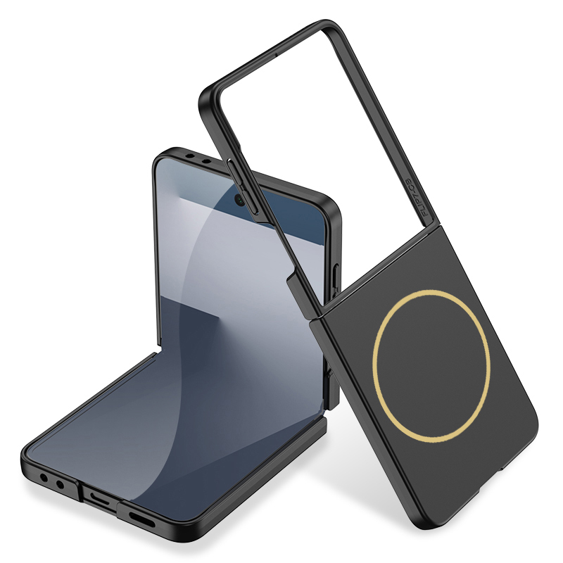 Galaxy Z Flip 7 Kılıf Wireless Şarj Özellikli Zore Kıpta M-safe Kapak - Siyah