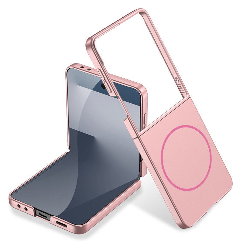 Galaxy Z Flip 7 Kılıf Wireless Şarj Özellikli Zore Kıpta M-safe Kapak - Pembe