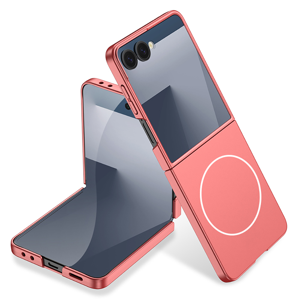 Galaxy Z Flip 7 Kılıf Wireless Şarj Özellikli Zore Kıpta M-safe Kapak - Rose Gold