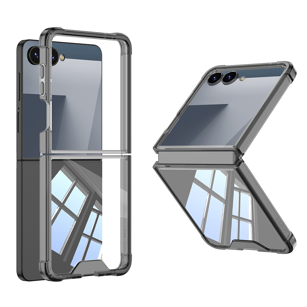 Galaxy Z Flip 7 Kılıf Zore Full Camlı Kıpta Kapak - Siyah