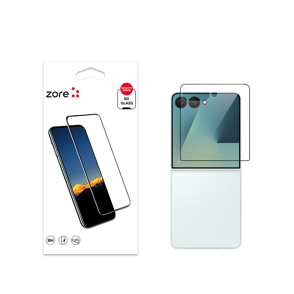 Galaxy Z Flip 7 Zore Kenarları Kırılmaya Dayanıklı Cam Ekran Koruyucu - Şeffaf
