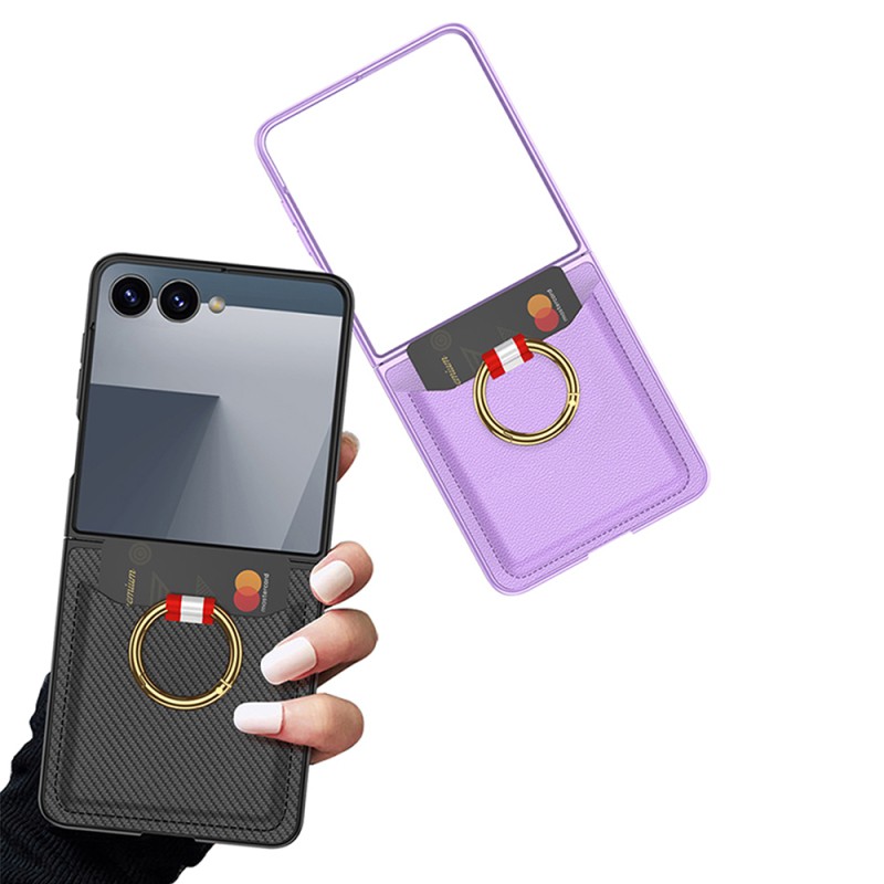 Galaxy Z Flip 7 Zore Kıpta Ring Card Holder Cover - 12