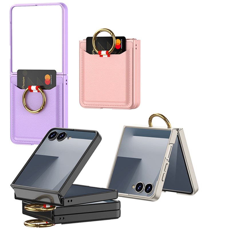 Galaxy Z Flip 7 Zore Kıpta Yüzüklü Kartlıklı Kapak - 7