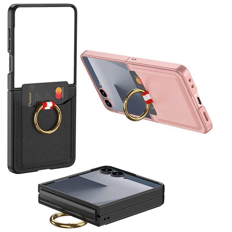 Galaxy Z Flip 7 Zore Kıpta Yüzüklü Kartlıklı Kapak - 8