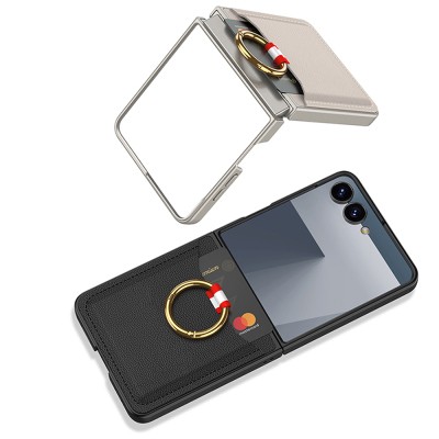 Galaxy Z Flip 7 Zore Kıpta Yüzüklü Kartlıklı Kapak - 11