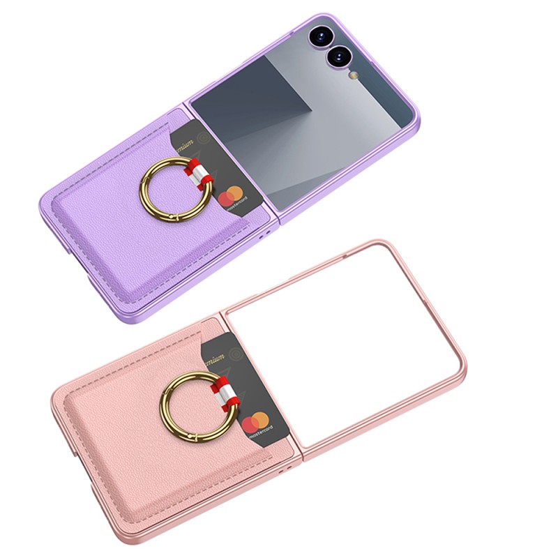 Galaxy Z Flip 7 Zore Kıpta Yüzüklü Kartlıklı Kapak - 13