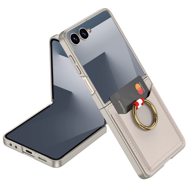 Galaxy Z Flip 7 Zore Kıpta Yüzüklü Kartlıklı Kapak - 3