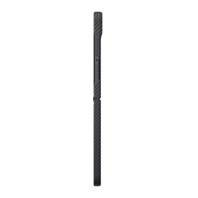 Galaxy Z Flip 8 Case with M-safe Charging Enabled, 600D Aramid Carbon Fiber, Pitaka Edge Series, Black-Grey Twill Cover - 3