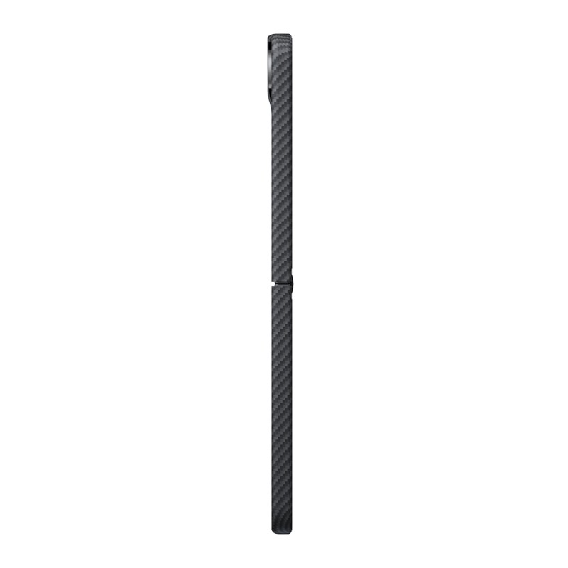 Galaxy Z Flip 8 Case with M-safe Charging Enabled, 600D Aramid Carbon Fiber, Pitaka Edge Series, Black-Grey Twill Cover - 4
