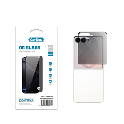 Galaxy Z Flip 8 Go Des OG Glass Privacy Antistatik Temperli Cam Ekran Koruyucu - Go Des
