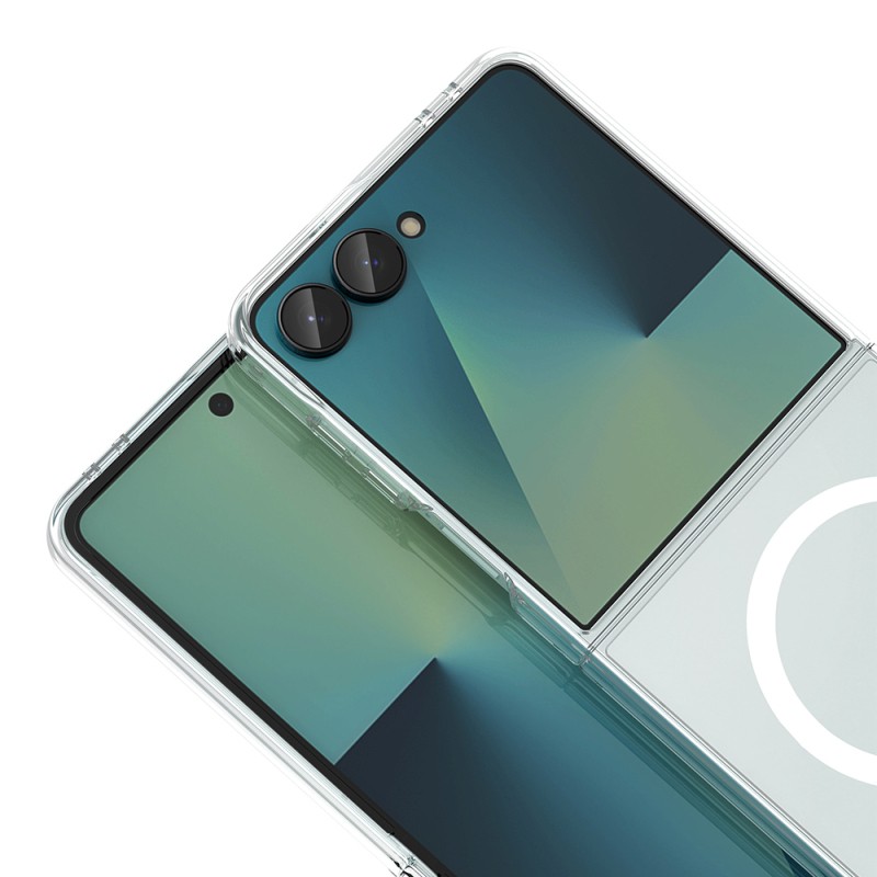 Galaxy Z Flip 8 Kamera Korumalı M-Safe Şarj Özellikli Şeffaf Zore London Sert PC Kapak - 3