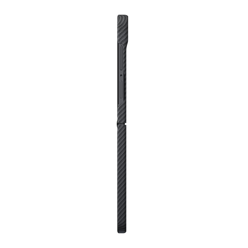 Galaxy Z Flip 8 Kılıf M-safe Şarj Özellikli 600D Aramid Karbon Fiber Pitaka Edge Serisi Black-Grey Twill Kapak - 3