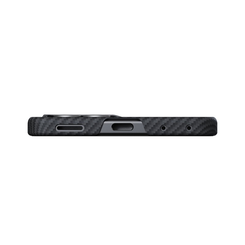Galaxy Z Flip 8 Kılıf M-safe Şarj Özellikli 600D Aramid Karbon Fiber Pitaka Edge Serisi Black-Grey Twill Kapak - 5
