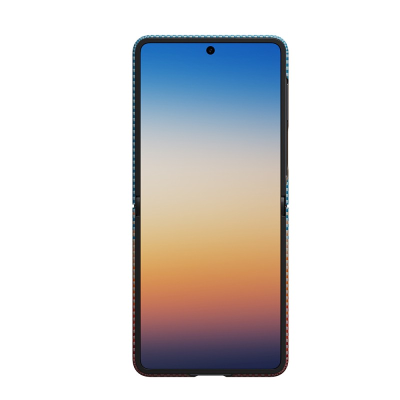 Galaxy Z Flip 8 Kılıf M-safe Şarj Özellikli Aramid Karbon Fiber Pitaka Sunset 2.0 California Dream Serisi Kapak - 2