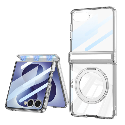 Galaxy Z Flip 8 Kılıf M-safe Şarj Özellikli Zore Kıpta KPT-05 Ring Standlı Sert PC Kapak - GKK