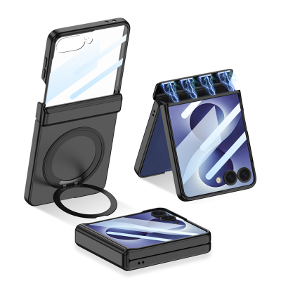 Galaxy Z Flip 8 Kılıf M-safe Şarj Özellikli Zore Kıpta KPT-06 Ring Standlı Kapak - GKK
