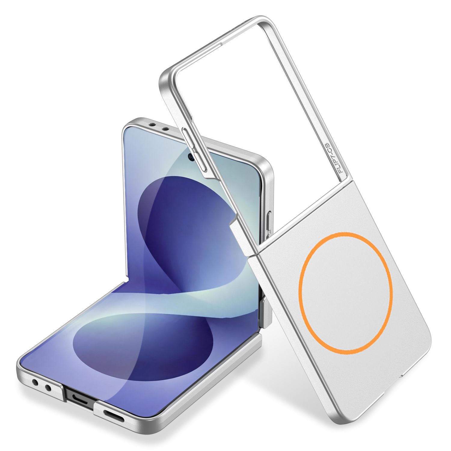 Galaxy Z Flip 8 Kılıf Wireless Şarj Özellikli Zore Kıpta M-safe Kapak - Gümüş