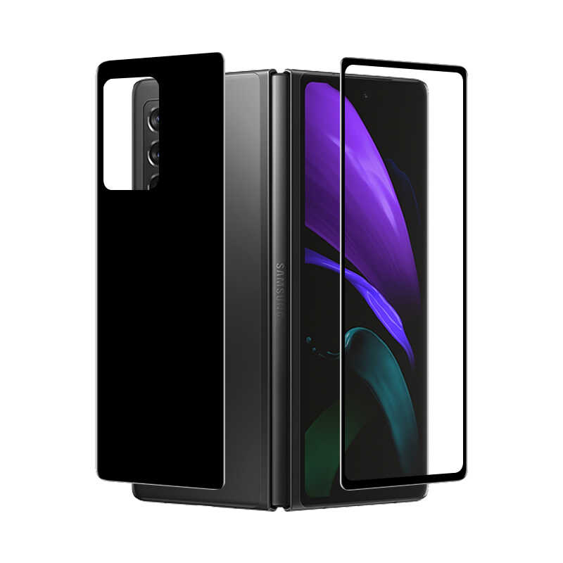 Galaxy Z Fold 2 Zore Ön Arka 5D Full Yapışkanlı Temperli Ekran Koruyucu - Siyah
