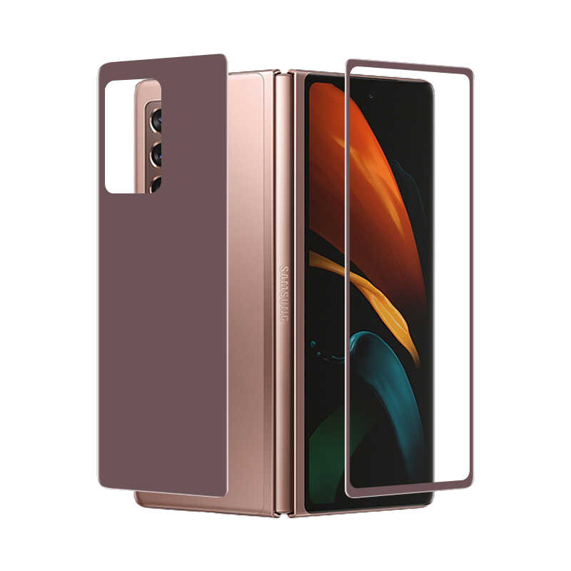 Galaxy Z Fold 2 Zore Ön Arka 5D Full Yapışkanlı Temperli Ekran Koruyucu - Gold
