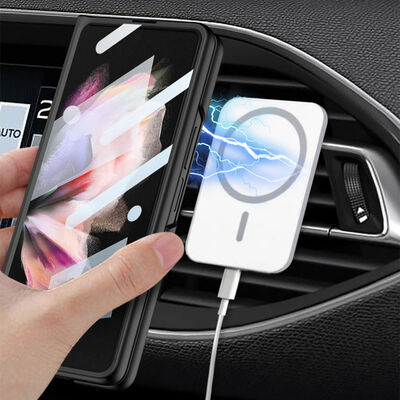 Galaxy Z Fold 3 Kılıf Wireless Şarj Özellikli Zore Kıpta M-safe Kapak - 5