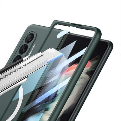 Galaxy Z Fold 3 Kılıf Wireless Şarj Özellikli Zore Kıpta M-safe Kapak - 6